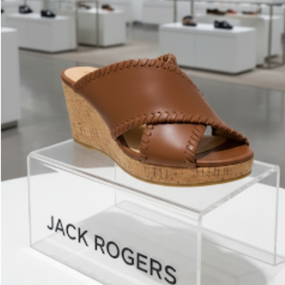 Jack Rogers Sloane Leather Wedge Sandals/Heels - Brown Size 6